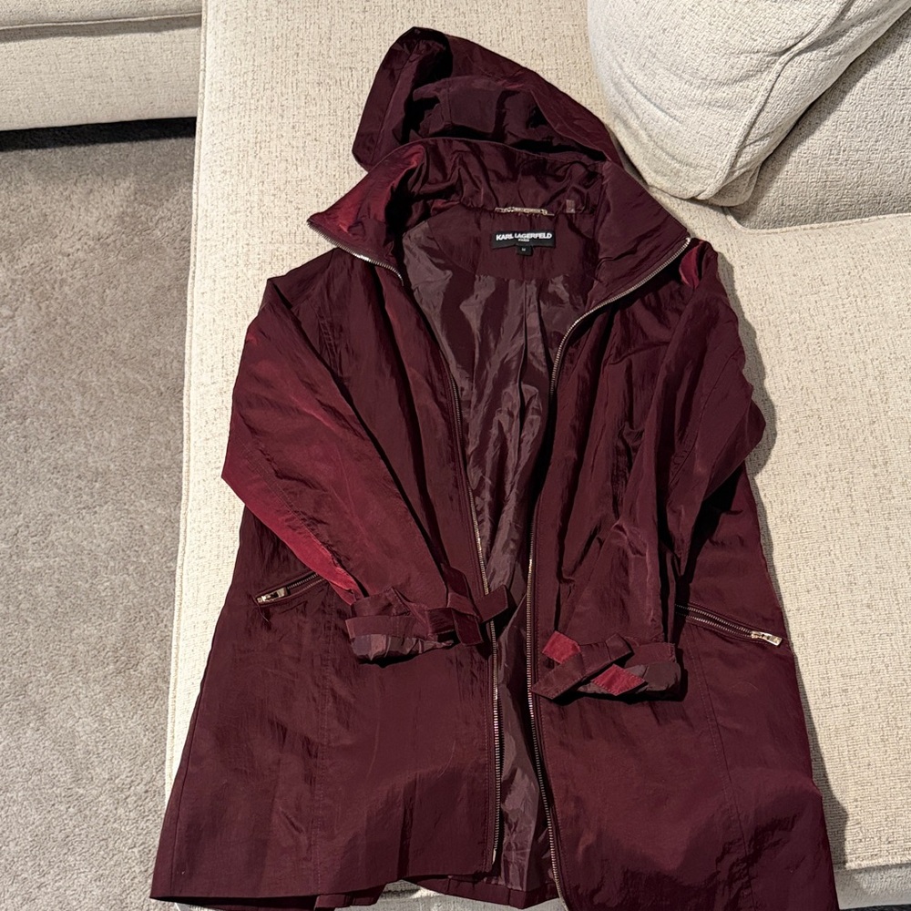 Karl Lagerfeld burgundy Hooded Jacket spring jacket lightweight size medium